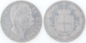 Casa Savoia. Umberto I. 1878-1900. 2 lire 1885. Ag. Gig 29. Peso gr. 9,97. Diametro mm. 27. BB+. R. (7223)