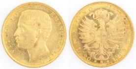 Casa Savoia. Vittorio Emanuele III. 1900-1943. 20 Lire 1905 Aquila Sabauda. Au. Gig. 27. Peso gr. 6,45. SPL+/qFDC. Segnetti al rovescio. R. (6823)