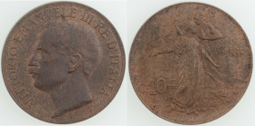 Casa Savoia. Vittorio Emanuele III. 1900-1943. 10 Centesimi 1911. Cinquantenario. Ae. Gig.227. Peso gr. 10,02. FDC. Patina intensa. (423)