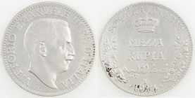 Casa Savoia. Vittorio Emanuele III. Somalia. 1909-1925. 1/2 Rupia 1913. Ag. Gig.11. Peso gr. 5,81. BB+. NC. (423)