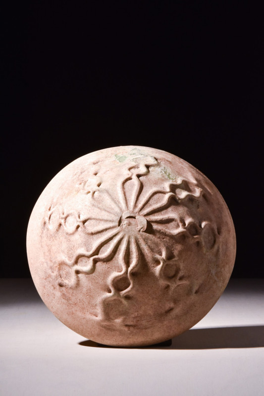 ROMAN GLASS PHIALE - LIBATION BOWL WITH FLORAL PATTERN

 Ca. 100-300 AD
 A gl...