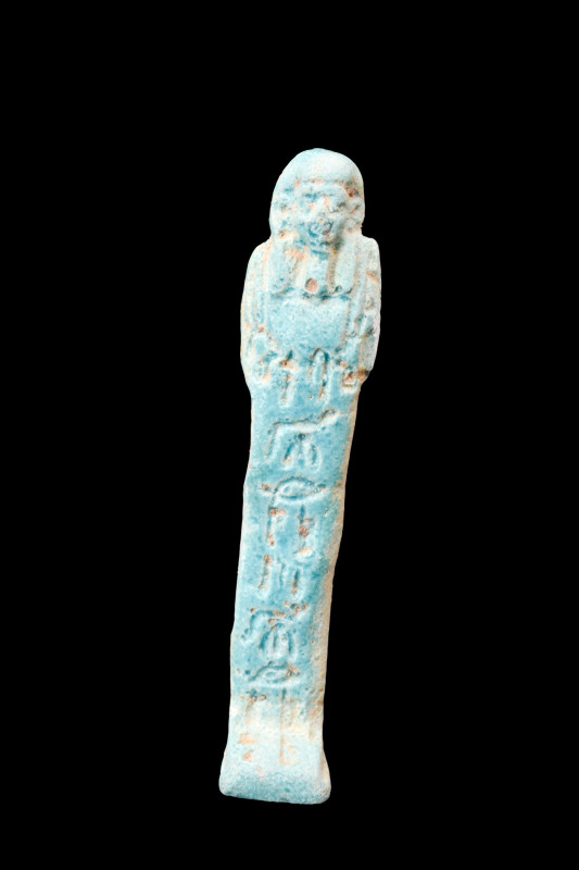 EGYPTIAN FAIENCE USHABTI

 Late Period, 30th Dynasty, Ca. 332 BC
 An ushabti ...