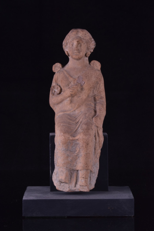 GREEK TERRACOTTA SEATED GODDESS

 Magna Graecia, Ca. Late 5th century BC
 A d...