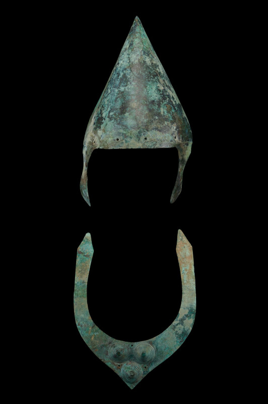 WESTERN ASIATIC BRONZE HELMET AND TORC

 Mesopotamia, Assyria, Ca. 800-700 BC...