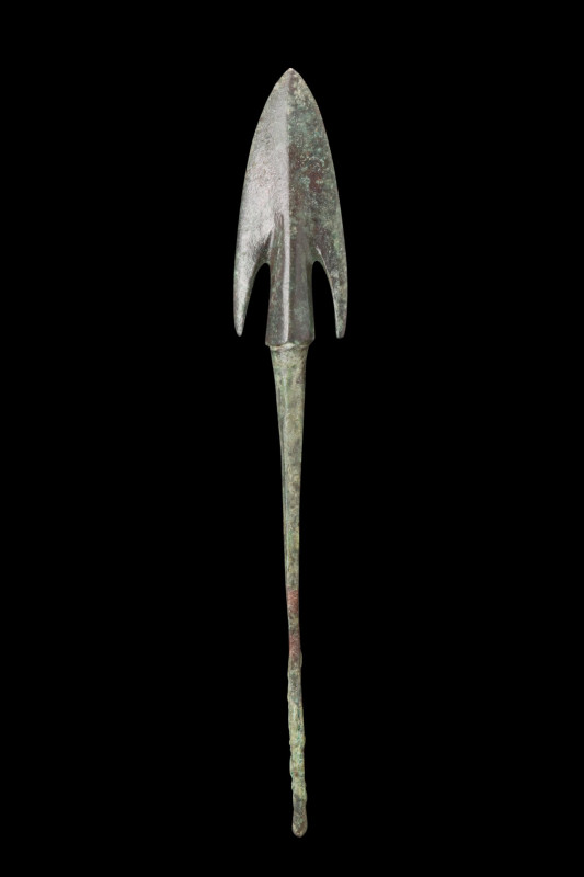 ANCIENT BRONZE SPEARHEAD

 Western Asiatic/Aegan, ca. 1200-700 BC
 A bronze s...