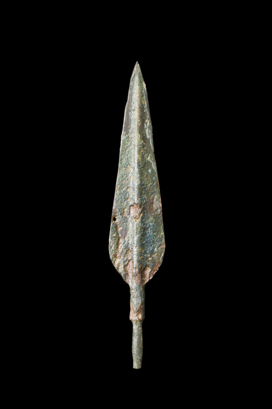 ANCIENT BRONZE SPEARHEAD

 Western Asiatic/Aegan, ca. 1200-700 BC
 A bronze s...