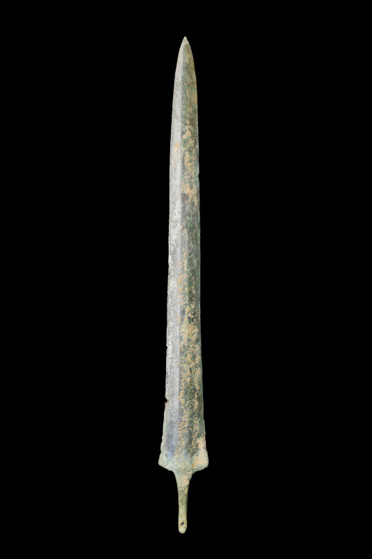 ANCIENT BRONZE SPEARHEAD

 Western Asiatic/Aegan, ca. 1200-700 BC
 A bronze s...