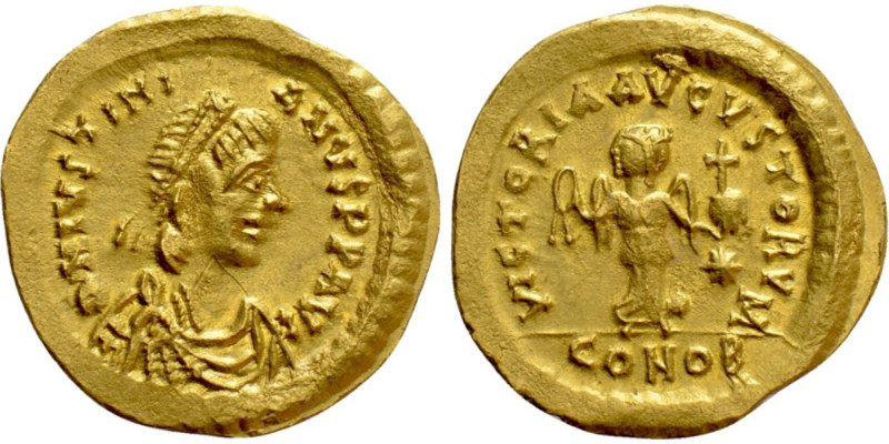 JUSTINIAN I AV. TREMISSIS

 Ca. AD 527-565
 Justinian I Av. Tremissis, Consta...