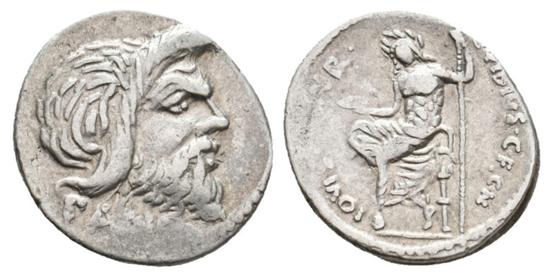 C. VIBIUS C.F. CN. PANSA CAETRONIANUS AR. DENARIUS

 48 BC
 C. Vibius C.F. Cn...