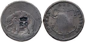 (1694) Elephant Token Halfpenny GOD PRESERVE LONDON, Diagonals in center of shield