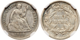 1868 Liberty Seated Half Dime. NGC EF45