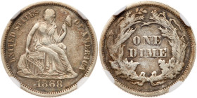 1868 Liberty Seated Dime. NGC EF40