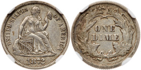 1872 Liberty Seated Dime. NGC EF45