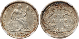 1873 Liberty Seated Dime. Arrows