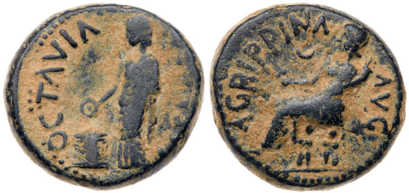 Judaea, Herodian Kingdom. Struck under Nero. AE 4 Units (18 mm, 7.12 g). Agrippi...