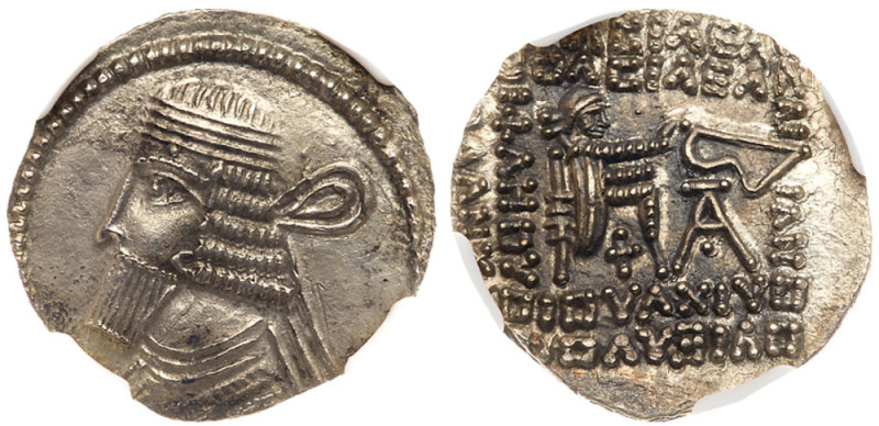 Parthian Kingdom. Vologases I. Silver Drachm (2.86 g), second reign, ca. AD 58-7...