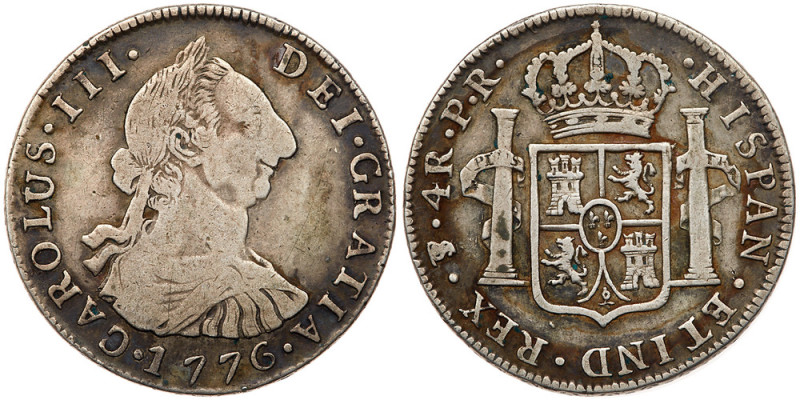 Bolivia. 4 Reales, 1776-PR (Potosi). KM-54. Charles III. Fine to Very Fine. Esti...