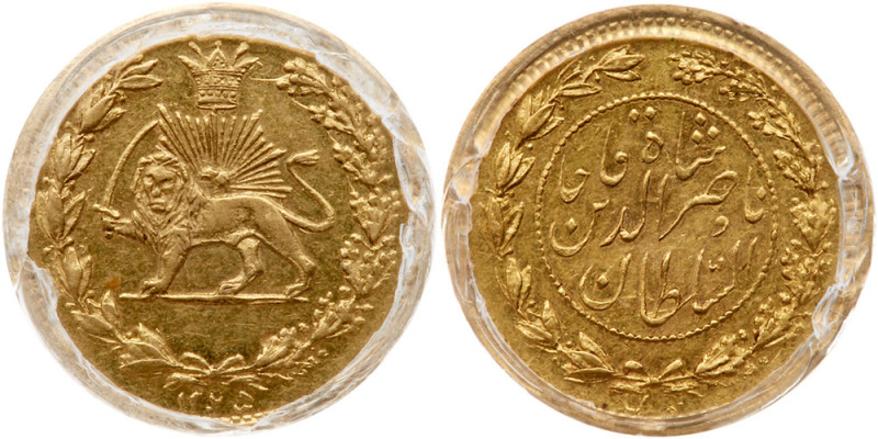 Iran. 2000 Dinars (1/5 Toman), AH1295 (1878). KM-923. Nasir al-Din Shah, 1848-18...