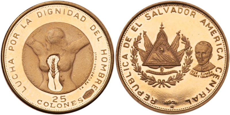 Salvador. 25 Colones, 1971. KM-143. Weight 0.0851 ounce. 150th Anniversary of In...