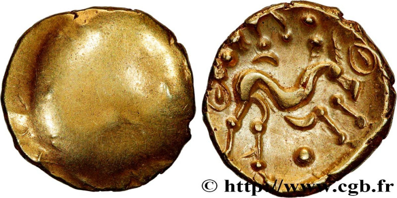 AMBIANI (Area of Amiens)
Type : Statère d'or uniface 
Date : c. 60-50 AC. 
Mint ...