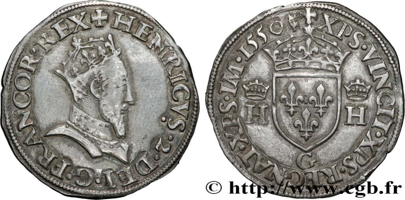 HENRY II
Type : Demi-teston à la tête couronnée 
Date : 1550 
Mint name / Town :...