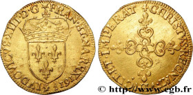 LOUIS XIII
Type : Écu d'or au soleil, 1er type 
Date : 1615 
Mint name / Town : Paris 
Quantity minted : 27100 
Metal : gold 
Millesimal fineness : 95...