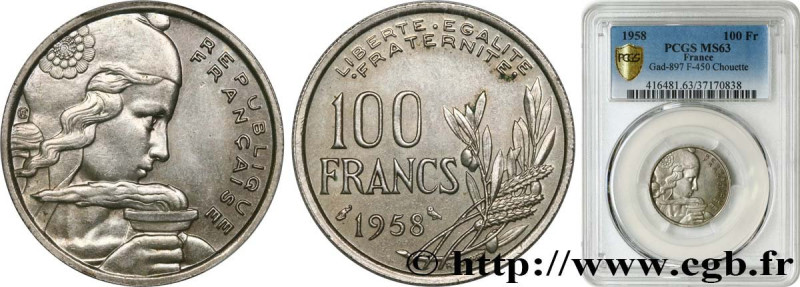 IV REPUBLIC
Type : 100 francs Cochet, chouette 
Date : 1958 
Quantity minted : 2...