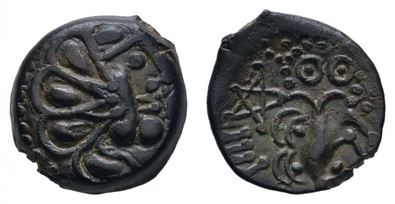 Kelten Gallische Stämme
Senones Æ 15 80/50 v.u.Z. Av.: stilisierter Kopf nach r...