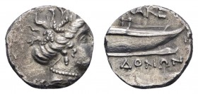 Griechen Macedonia
Perseus, 187-168 v.u.Z. AR Tetrobol 187-168 v.u.Z. Amphipolis? Av.: Kopf einer Nymphe oder Mainade mit Weinkranz nach rechts, Rv.:...