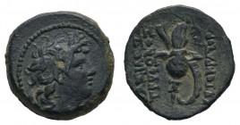 Griechen Syria
Tryphon, 142-138 v.u.Z. Æ Antiochia dunkle Patina SC 2034.2e Hougthon 271 5.33 g. ss