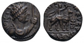 Griechen Kushan
Soter Megas, 55-105 AE-Tetradrachme Taxila schöne braune Patina Mitch. 2947 ff. 8.40 g. vz-