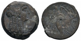 Griechen Aegyptus
Ptolemaios V. Epiphanes, 204-180 v.u.Z. Æ 25 Alexandria Av.: Kopf der Kleopatra I. als Isis mit langen Locken nach rechts, Rv.: Adl...