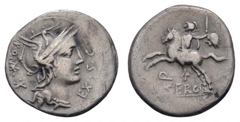 Römer Republik
M. Sergius Silus, 116 oder 115 v.u.Z. AR Denar Prägeschwäche, an...
