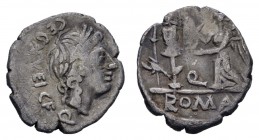 Römer Republik
C. Egnatuleius C.f., 97 v.u.Z. AR Quinar 97 v.u.Z. Rom Av.: C. EGNATVLEI. C. F. Q (NAT u. VL in Ligatur), belorbeerter Kopf des Apollo...
