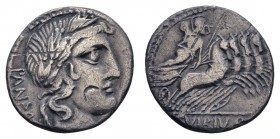 Römer Republik
C. Vibius Pansa, 90 v.u.Z. AR Denar Punze in Avers Cr. 342/5b ss-