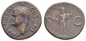 Römer Kaiserzeit
Agrippa, † 12 v.u.Z. Æ As 37-41 Rom geprägt unter Caligula, Av.: M · AGRIPPA · L · F · COS · III, Kopf mit corona rostrata nach link...