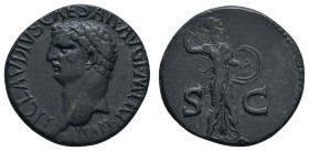 Römer Kaiserzeit
Claudius, 41-54 Æ As 41-42 Rom Av.: TI CLAVDIVS CAESAR AVG P M TR P IMP P P, Kopf nach links, Rv.: S - C, Minerva mit Lanze und Schi...
