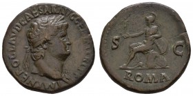 Römer Kaiserzeit
Nero, 54-68 Æ Sesterz 66 Rom Sitzende Roma, schöne schokoladenbraune Patina RIC 329 C. 274 BMC 181 BN 414 26.17 g. ss-