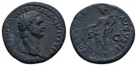 Römer Kaiserzeit
Domitianus 81-96 Æ As 85 Rom schöne schwarze Patina C. 119 var. RIC 299b var. 12.00 g. ss-vz