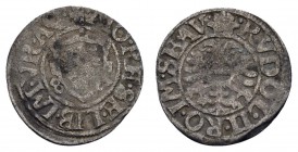 bis 1799 Aachen
Stadt 6 Heller 1587 mit Namen von Rudolf II., dazu 17 Bronze- und Silbermünzen des 18. Jahrhunderts 0.81 g. ss