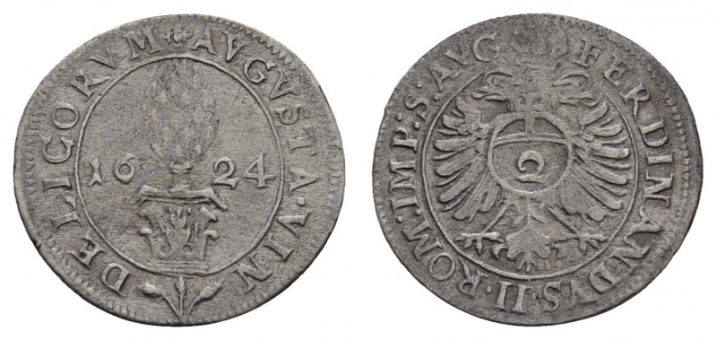 bis 1799 Augsburg
Ferdinand II. 1578-1637 Zweier (½ Kreuzer) 1624 Forster 160 1...