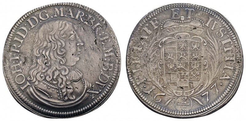 bis 1799 Brandenburg-Ansbach
Johann Friedrich, 1667-1686 2/3 Taler 1677 Schwaba...
