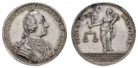 bis 1799 Brandenburg-Ansbach
Karl Wilhelm Friedrich, selbständig, 1729-1757 1741 Bayreuth Silbermedaille von A. Vestner auf den Erbfall der Grafschaf...