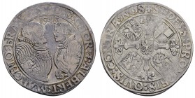 bis 1799 Brandenburg-Franken
Georg von Ansbach und Albrecht der Jüngere von Bayreuth, 1536-1543 Taler 1545 Schwabach mit Titel Georgs bis 1545 Dav. 8...