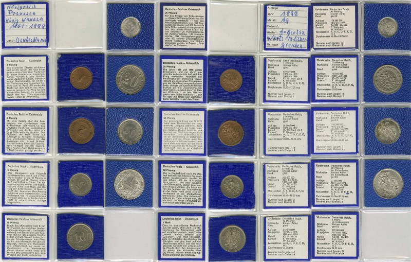 Kaiserreich Silbermünzen Kursmünzen
 Kleine Typensammlung kleiner Adler, 8 unte...