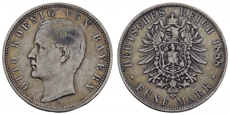 Kaiserreich Silbermünzen Bayern
Otto 1886-1913 5 M 1888 D Einjahrestyp Jaeger 4...