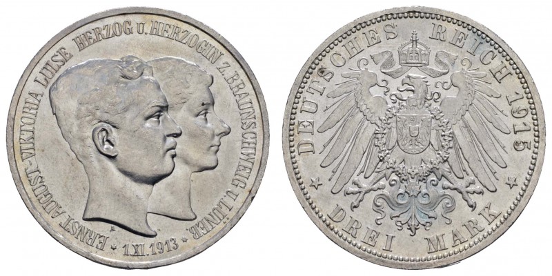 Kaiserreich Silbermünzen Braunschweig
Ernst August 1913-1918 3 M 1915 A Regieru...