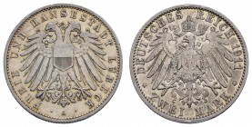 Kaiserreich Silbermünzen Lübeck
Stadt 2 M 1911 A Rf. Jaeger 81 vz-