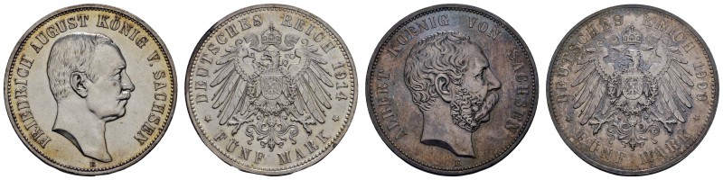 Kaiserreich Silbermünzen Sachsen
Albert 1873-1902 5 M 1900 E vorzüglich, dazu 5...