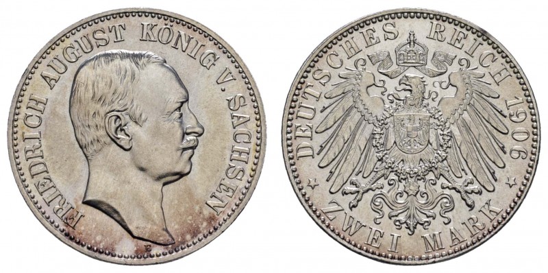 Kaiserreich Silbermünzen Sachsen
Friedrich August III. 1904-1918 2 M 1906 E win...